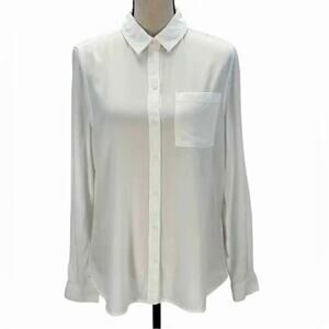 Beach Lunch Lounge Long Sleeve Collared Button Down Shirt White S